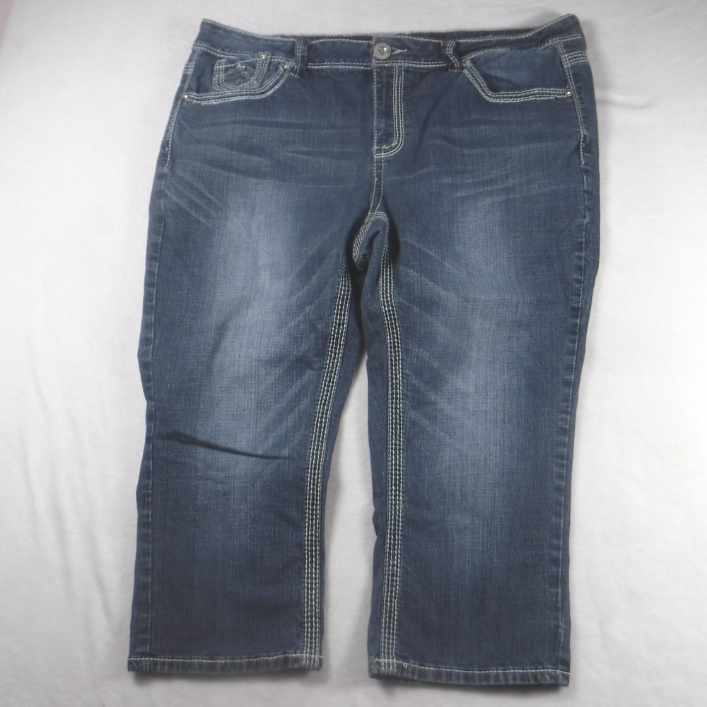 Hydraulic Gramercy Capri Jeans Womens 18 Blue Denim Contrast Stitch Cropped